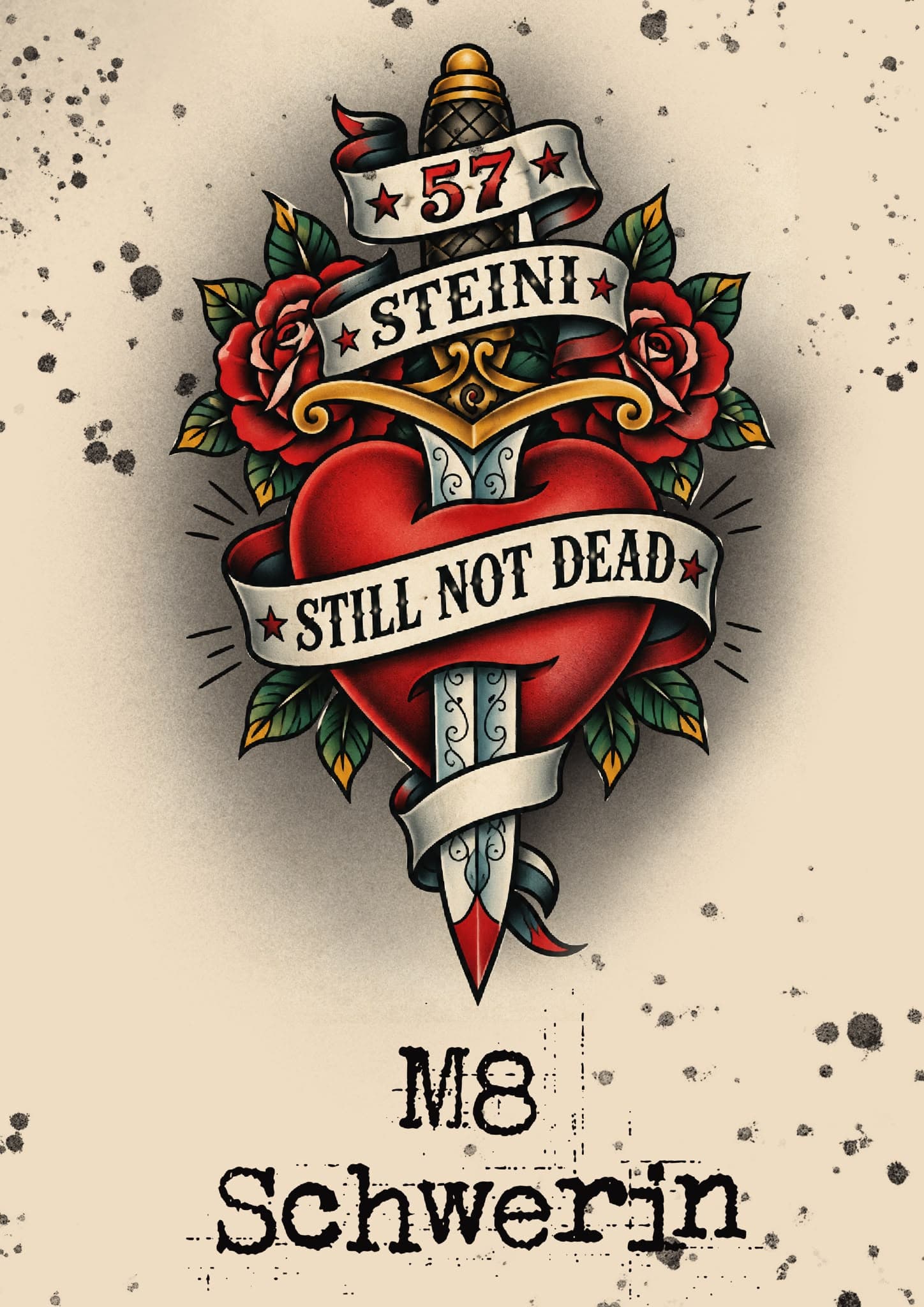 Flash-Motiv: Dolch durch Herz mit Rosen, Banner 57 · Steini · Still Not Dead